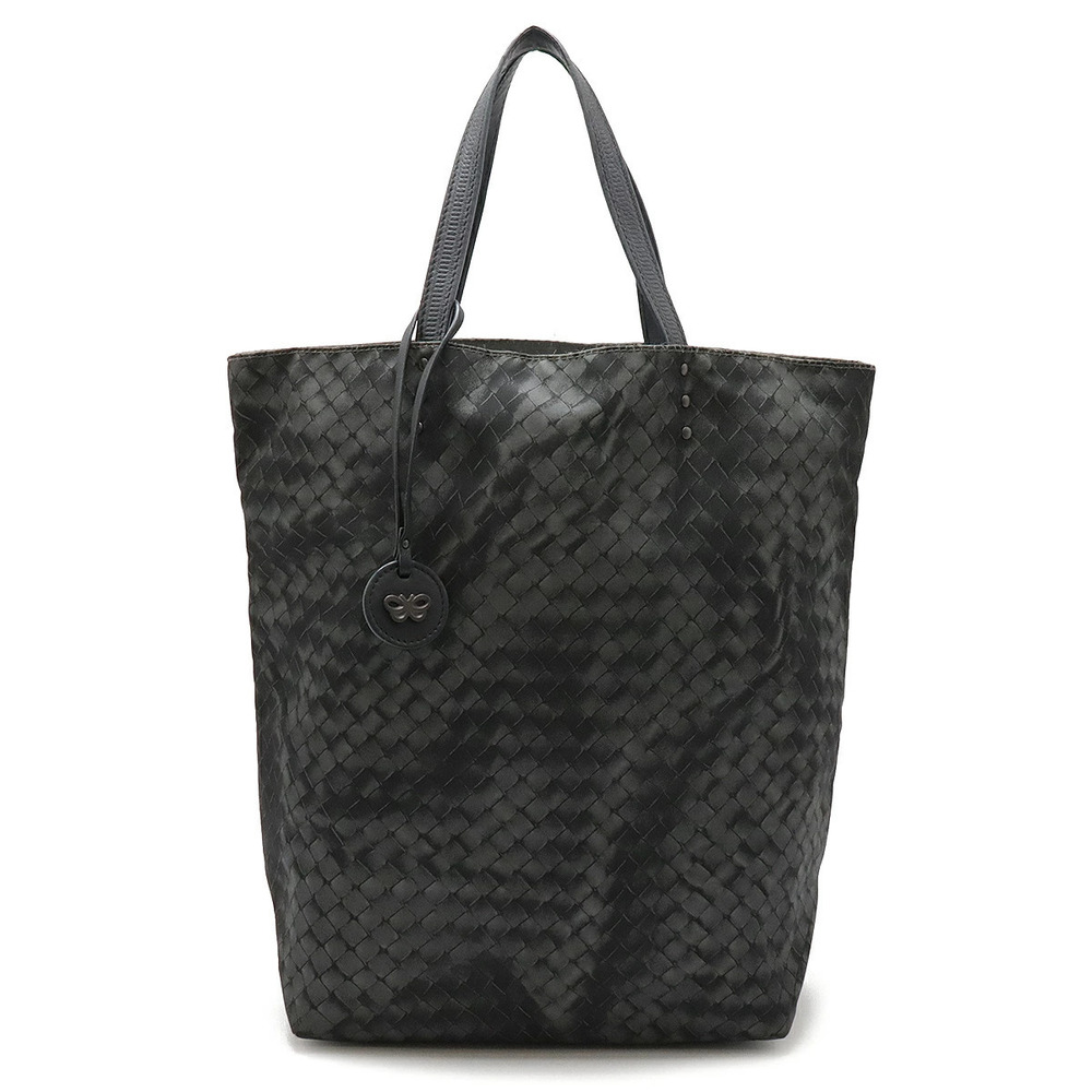 BOTTEGA VENETA Intreccio Illusion Tote Bag Vertical Leather Gray Charm